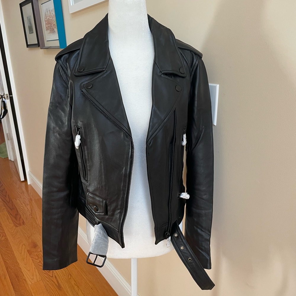 Leather Biker Jacket with Matte Black Hardware from Ena Pelly - Picture 2 of 14